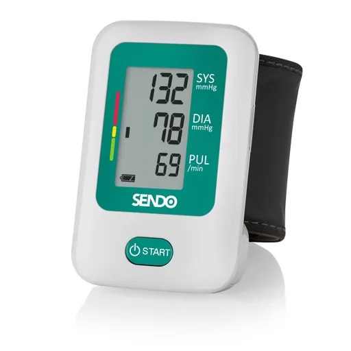 Tensiometru Sendo Smart 2, pentru incheietura mainii, detecteaza aritmia, manseta 13,5-21,5 cm, memorie, verde/alb