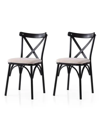 Set scaune 2 piese, Hanah Home, Ekol, Negru / Crem