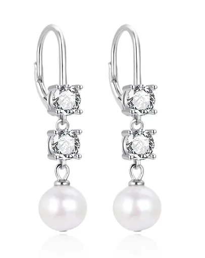 Agato Cercei eleganți cu zircon cu perlă AGT-E094LW-P