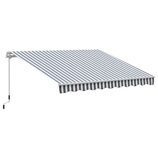 Outsunny Markiză cu Brațe Articulate Protecție Solară Manivelă Balcon Aluminiu Gri Alb 2,95 x 2,45 m | Aosom Romania