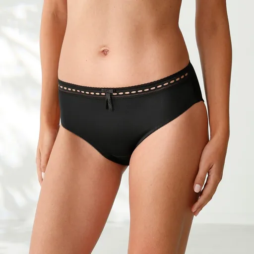 Set de 3 chiloți midi cu talie înaltă din microfibră și dantelă elastică în talie