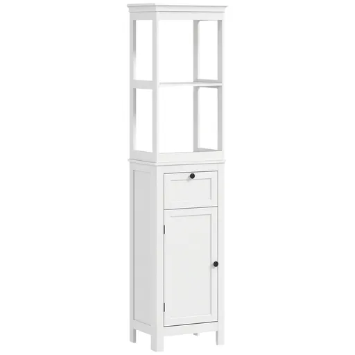 HOMCOM Mobilier coloană de baie armoire haute cu 2 rafturi, 1 sertar și 1 dulap - 40 x 30 x 165 cm, alb | Aosom Romania