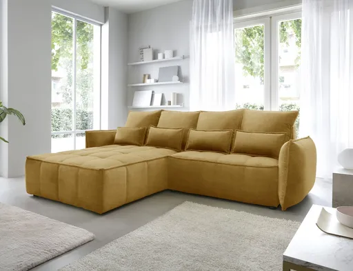 Coltar extensibil stanga 4 locuri ELTAP, LT-45MAN, Campo, 265x196x88 cm, lemn/poliester, mustar