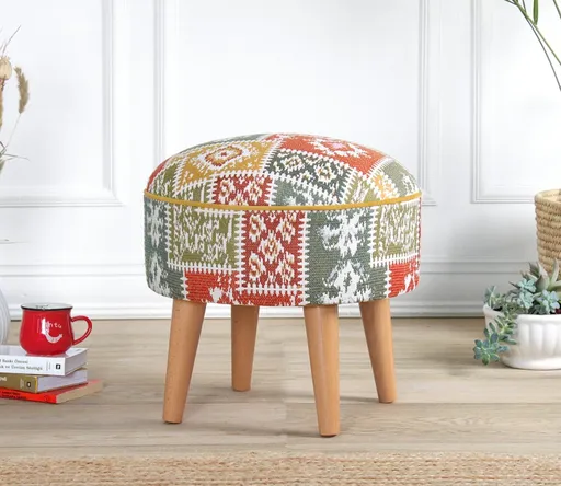 Taburet, Atelier del Sofa, 209FLF1421, 50% bumbac, 50% in, Alb