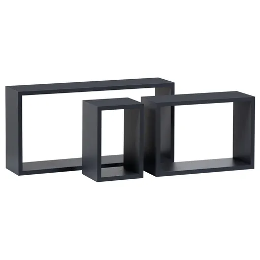 Set etajere de perete P-009, gri mat, set 3 buc., gri