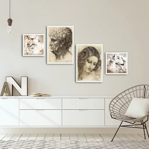 Set 4 tablouri decorative, Alpha Wall, Art, 30x30/35x50 cm