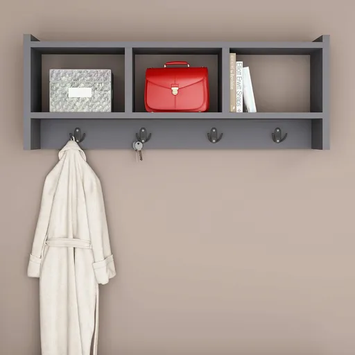 Cuier de perete, Hanah Home, Midnight, 75.6x35x22 cm, Antracit