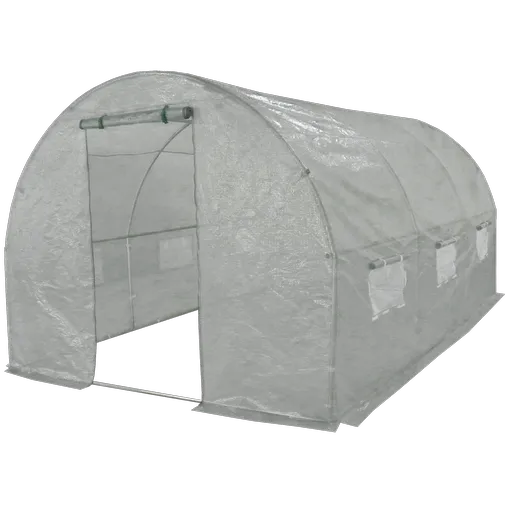 Seră de grădină 400 x 250 x 200 cm, prelatăalbă, alb, 400 x 250 x 200 cm