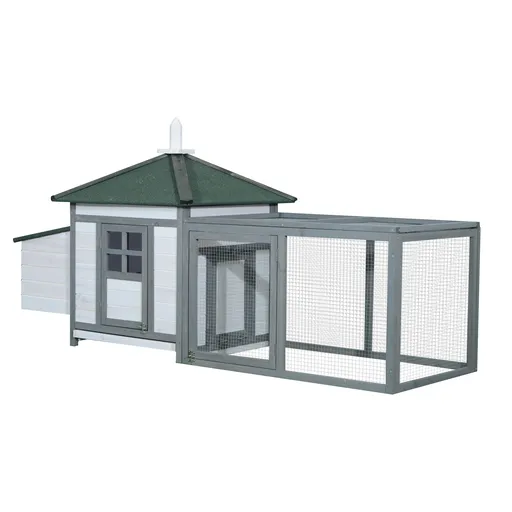 PawHut cotet din lemn lemn de pin, 196x76x97cm, gri | Aosom.ro