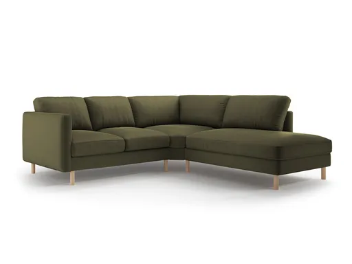 Coltar dreapta 4 locuri, Eden, Micadoni Home, 267x234x90 cm, catifea, verde muschi melanj
