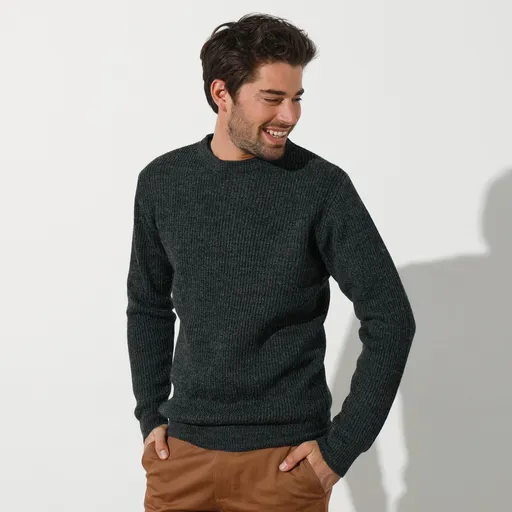 Pulover cu guler rotund, tricotat fin cu 30% lână