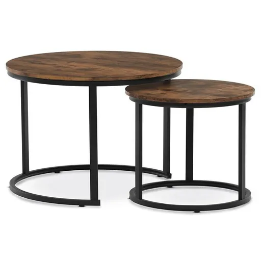 Set de măsuțe de conferință, lemn vechi, 2 buc., maro închis