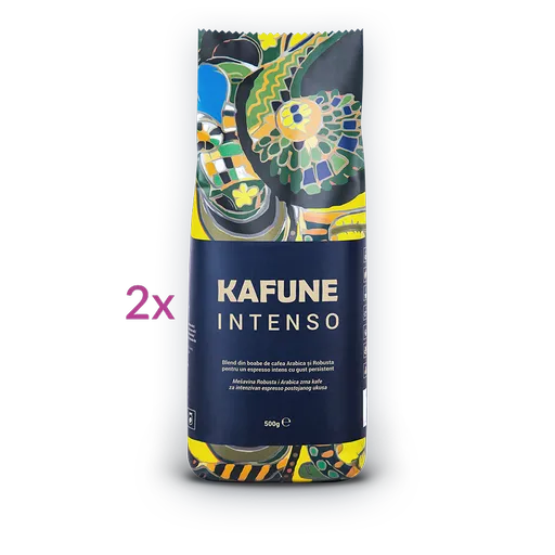 Kafune Cafea Boabe Intenso - Blend Superior De Cafea Boabe 1kg, Un Espresso Autentic, Cu O Aromă și O Personalitate Aparte, Cu Retrogust De Ciocolată
