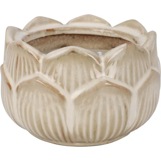 Lumânare în pahar floral din porțelan 12 x 7,8 cm, bej, bej