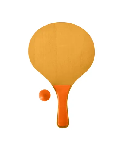 Set ping pong pentru plaja, 3 piese, lemn, portocaliu/galben
