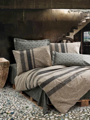 Lenjerie de pat pentru o persoana (FR), L'essentiel Maison, Arlo, Maro / Negru / Gri