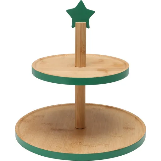 Etajeră din bambus pentru dulciuri, 2 etaje, verde, verde
