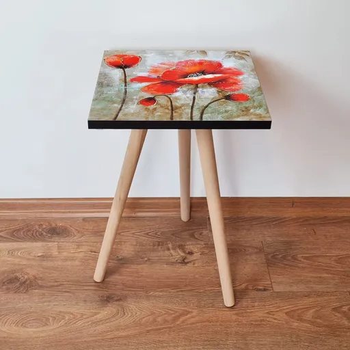 Masuta, Hanah Home, Shp301, 35x42x35 cm, Roșu / Bej / Alb / Maro