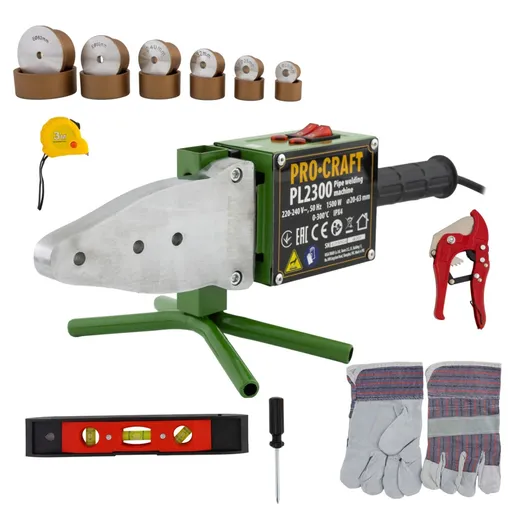 Aparat de Lipit Tevi Polipropilena, PPR ProCraft PL2300, 2300 W, 300 Grade C, Trusa Lipit Tevi cu 6 bac-uri