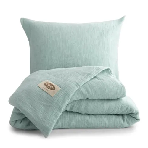 Lenjerie de pat din muselină MATEX turcoaz, 140 x 200 cm, 70 x 90 cm, turcoaz