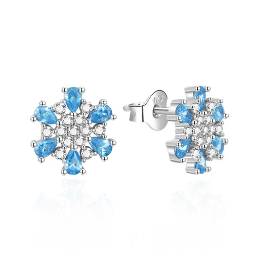 Agato Cercei din argint Fulgi de zăpadă cu zirconi albaștri AGT-E010PLB