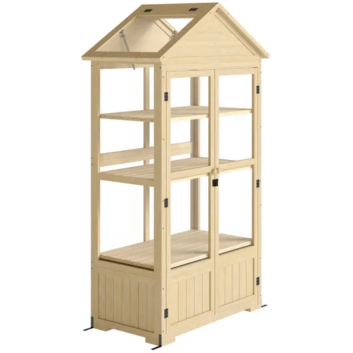 Outsunny Seră, cu Raft, Fereastră Acoperiș, Ușă Închidere, Acrip, Cadru din Lemn, 100 x 56, 5 x 178 cm | Aosom Romania