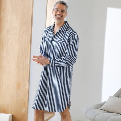 Cămașă de pijama cu dungi, poplin de bumbac