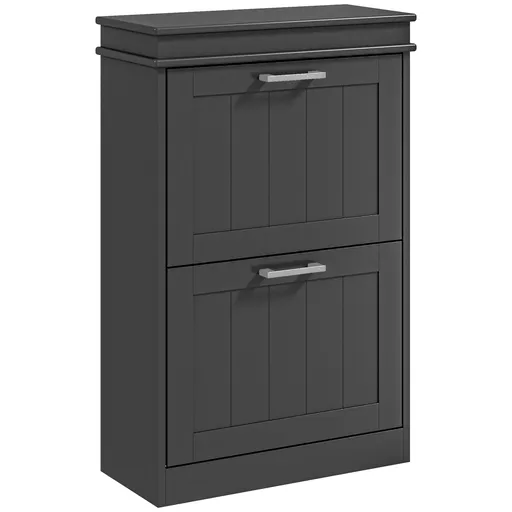 HOMCOM Dulap pentru Pantofi cu 2 Sertare pentru 10 Perechi de Pantofi, Mobilier cu Raft Reglabil, 54x24x82,5 cm, Negru | Aosom Romania