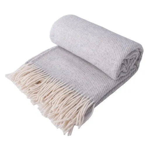 Pătură din lână cu franjuri Matex MAORI gri , 140x 200 cm, gri deschis