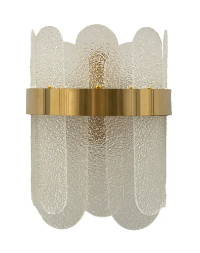 Aplica de perete Gris, Mauro Ferretti, 2 x E14, 40W, 20x14x28 cm, sticla/fier, auriu/alb