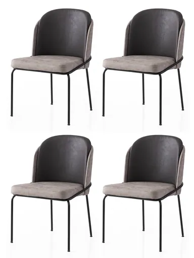 Set scaune 4 piese, Hanah Home, Dore, Auriu / Negru / Gri