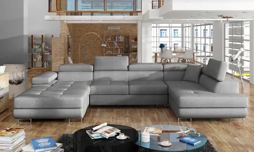 Coltar extensibil dreapta 6 locuri ELTAP, Rod-29, Rodrigo, 345x202x90 cm, lemn/poliester, gri deschis