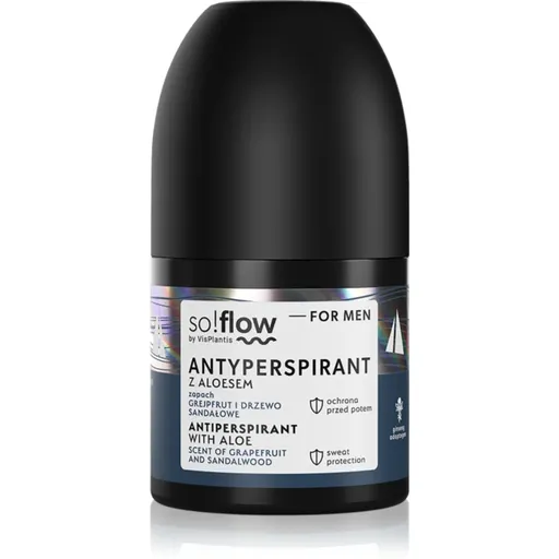 so!flow Men Antiperspirant antiperspirant roll-on pentru barbati Aloe scent of Grapefruit and Sandalwood 50 ml