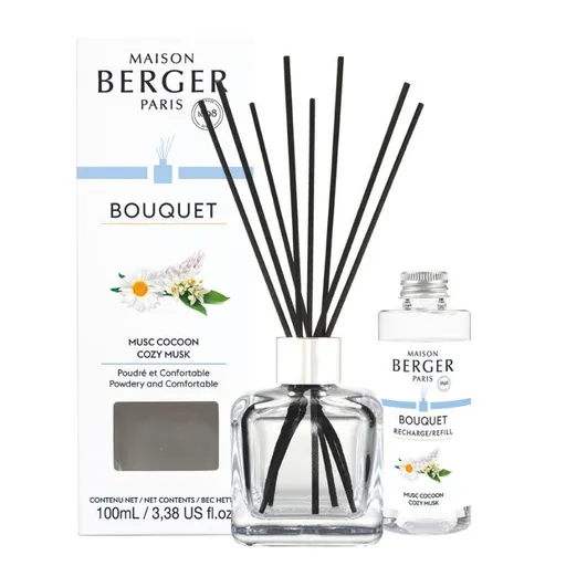 Maison Berger Paris Set cadou difuzor de aromă Cube + reumplere Cozy Musk 100 ml