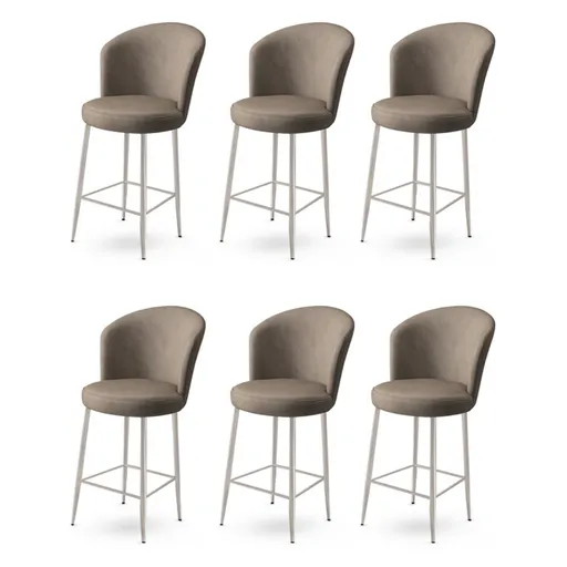 Set scaune de bar 6 piese, Hanah Home, Fora, Cappuccino / Chrome
