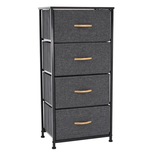 Comodă cu sertare din material textil PALMERA,negru