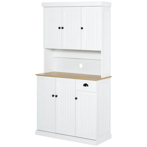 HOMCOM Bufet de Bucătărie Modern cu Dulap pentru Depozitare, Ideal pentru Cuptorul cu Microunde, Design Elegant, Alb | Aosom Romania