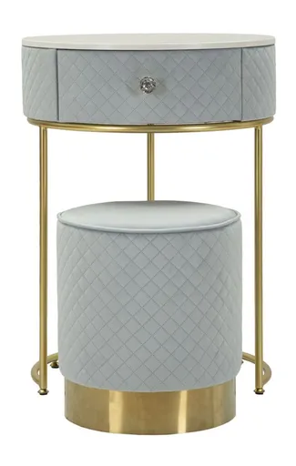 Mauro Ferretti Noptiera Cu Puf, Albastru, Cm Ø 52X70 - Ø 36X37 | Aosom Romania