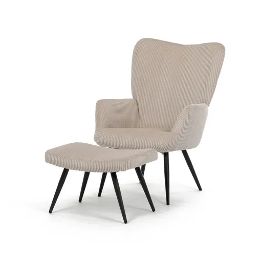 Scaun pentru relaxare cu suport pentru picioare L7285 CRM6, crem, crem deschis