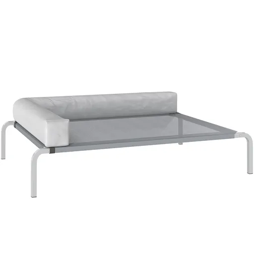 PawHut Pat Ridicat cu Pernă Detasabilă, Plasa Ventilată, Talie Medie, Gri Deschis | Aosom Romania