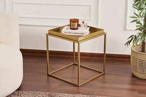 Masuta de cafea, Hanah Home, Shb-018-A, 45x45x52 cm, Auriu