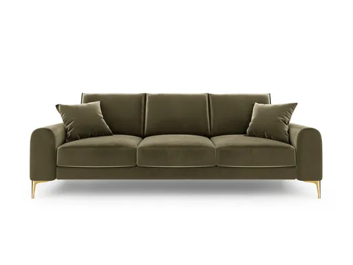 Canapea, Madara, Mazzini Sofas, 3 locuri, gold legs, 222x102x90 cm, catifea, verde