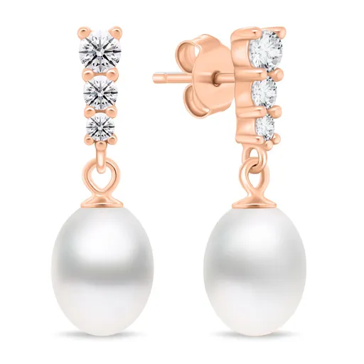 Brilio Silver Cercei fermecați din bronz cu zirconi și perlă EA1046R