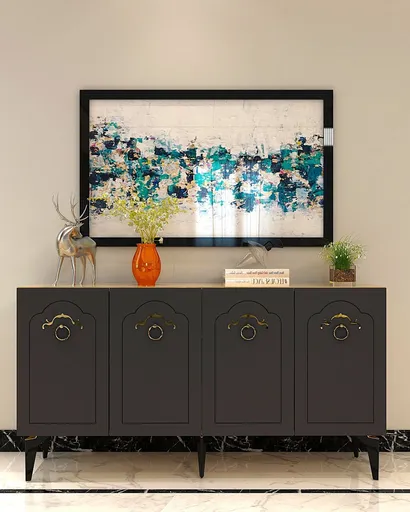 Consola, Hanah Home, Violet, 150x75x35 cm, Stejar safir / Antracit