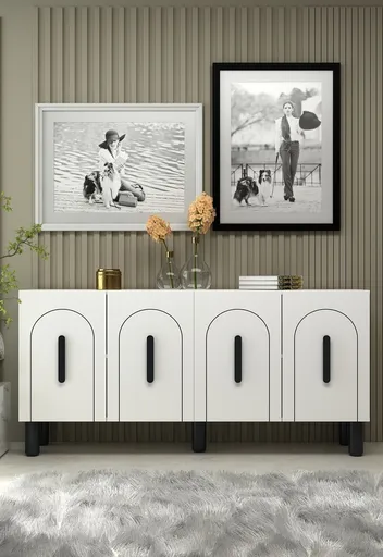 Consola, Hanah Home, Yosun, 150x75x35 cm, PAL , Alb/Negru