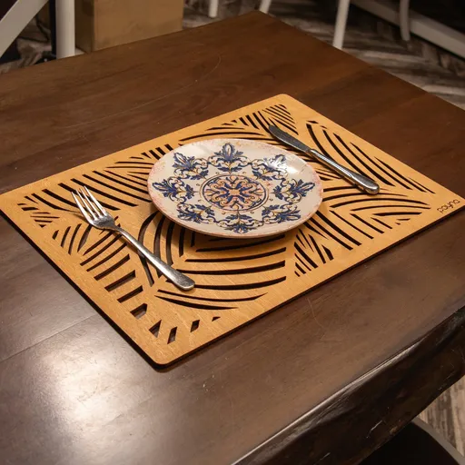 Set de covorașe de masă din lemn, Hermia, 790PYN1129, Dimensiune: 33 x 45 cm (4 bucăți), Miere