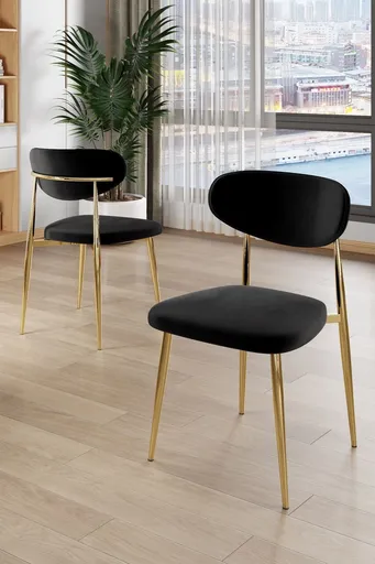 Set scaune 6 piese, Hanah Home, Vina, Negru