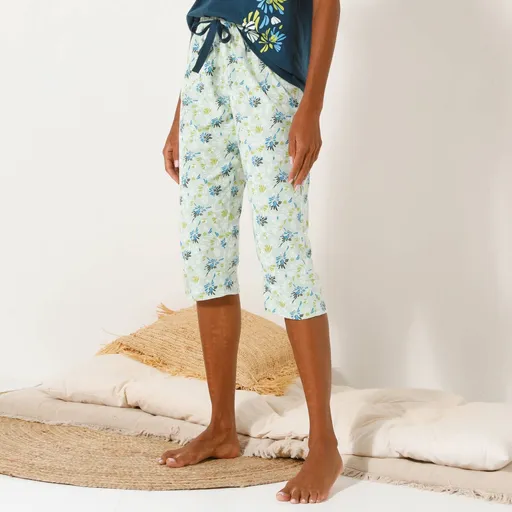 Pantaloni de pijama cu imprimeu petale 3/4