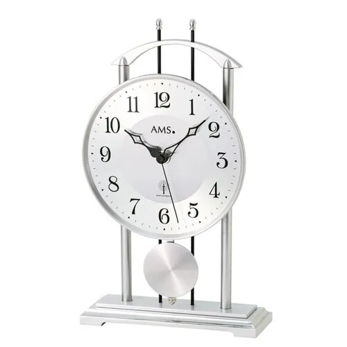 Ceas de masă cu pendul AMS 5192, 29 cm, argintiu