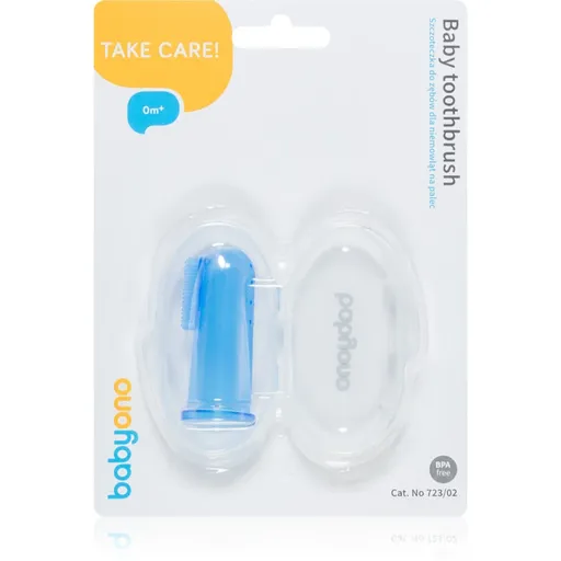 BabyOno Take Care First Toothbrush periuta de dinti pentru deget pentru copii cu sac Blue 1 buc